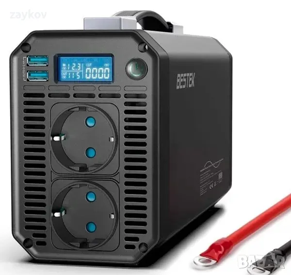 BESTEK Pure Sine Wave 1000W автомобилен инвертор на захранване DC 12V , снимка 1