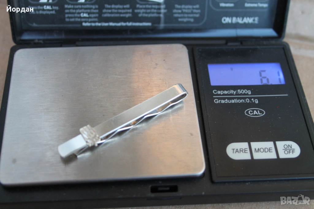 Сребърна щипка за вратовръзка 0,925, снимка 1