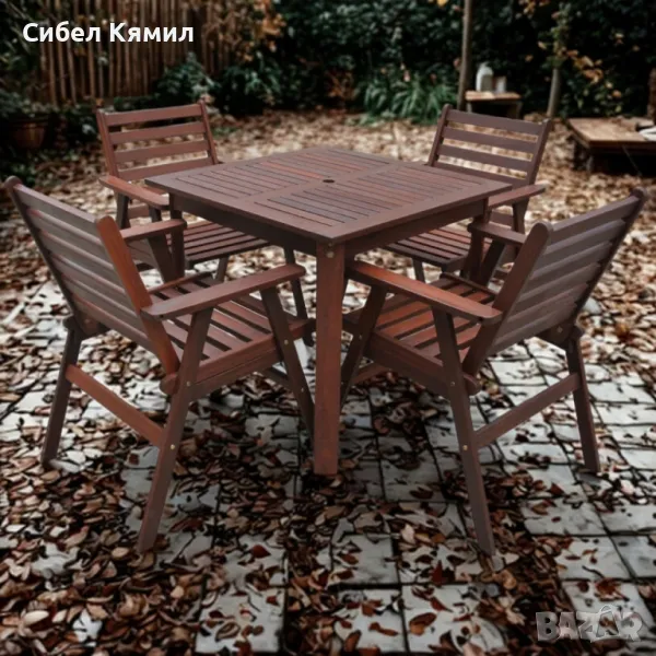 Градински комплект Tirora Muhler Meranti - 5 части, дърво, снимка 1