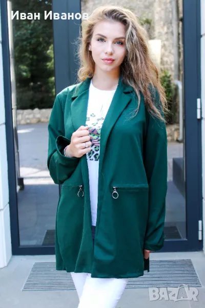 Издължено едноцветно дамско сако 9612, снимка 1