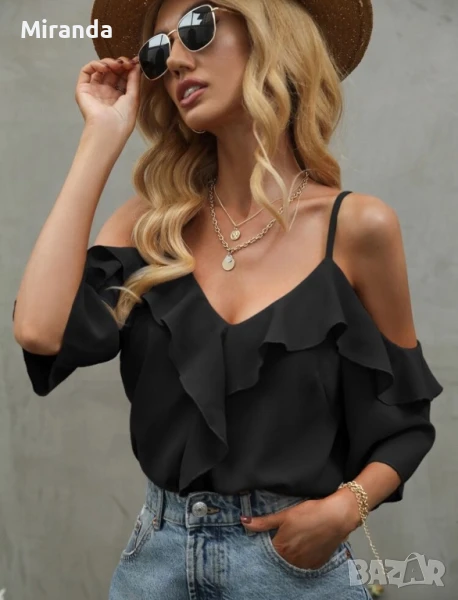 Shein топ с паднало рамо L, снимка 1