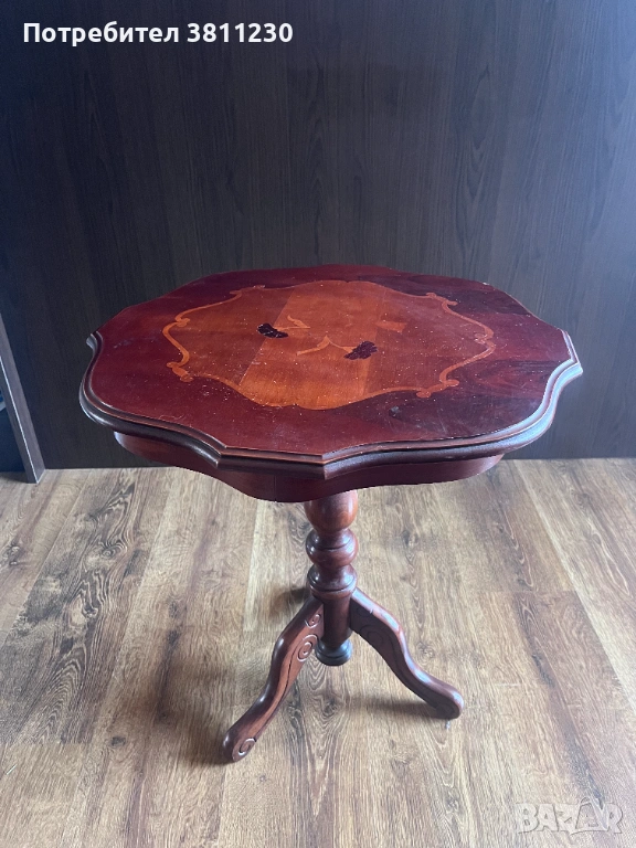 малка махагонова дървена масичка, снимка 1