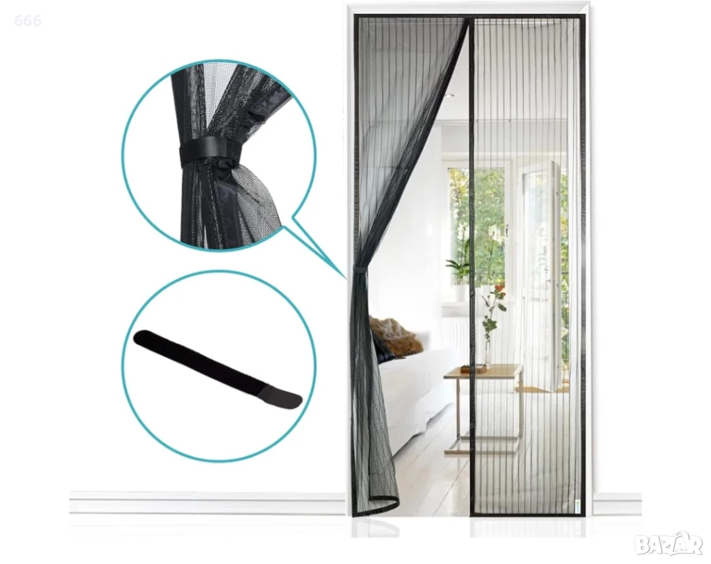 Мрежа завесa, Apalus, с магнит, Защита от насекоми, комари и мухи, десен с линии., снимка 1