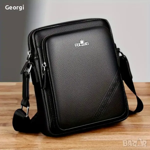 Елегантно/Луксозна, корейска бизнес чанта от висок клас (Черна естествена кожа)!, снимка 1