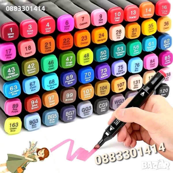 Комплект Двустранни цветни маркери , снимка 1