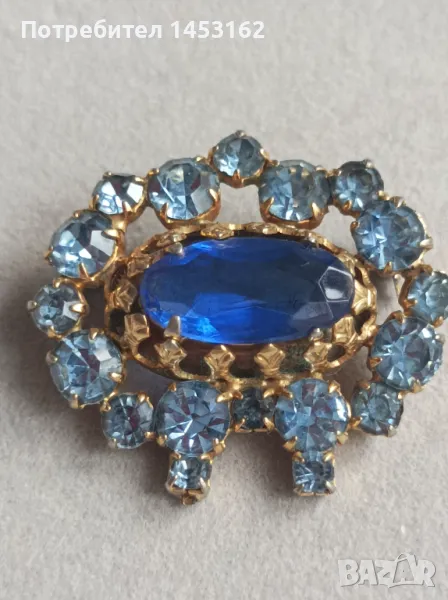 Руска старинна брошка с кристали , снимка 1