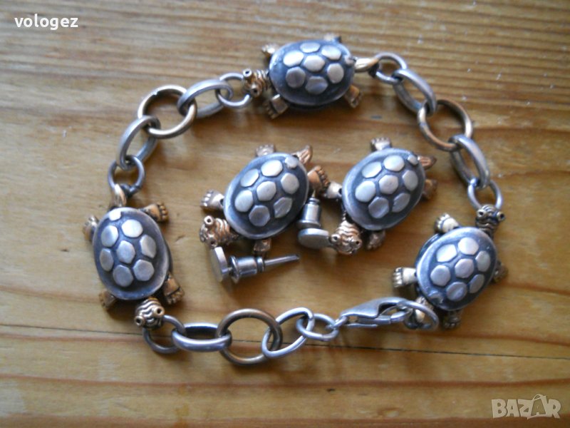 уникален сребърен комплект (гривна и обици), снимка 1