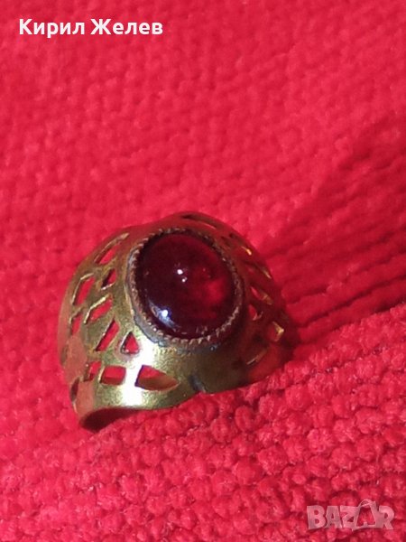 РЕТРО БРОНЗОВ ПРЪСТЕН с ЧЕРВЕН КАМЪК КАТАЛИН 10941, снимка 1