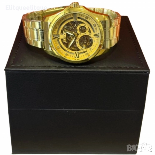 Златист мъжки часовник LEIYI с модерен дизайн циферблат, снимка 1