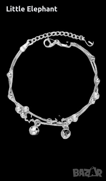 Сребърна гривна,double handed,топчета и звънчета/нова, снимка 1