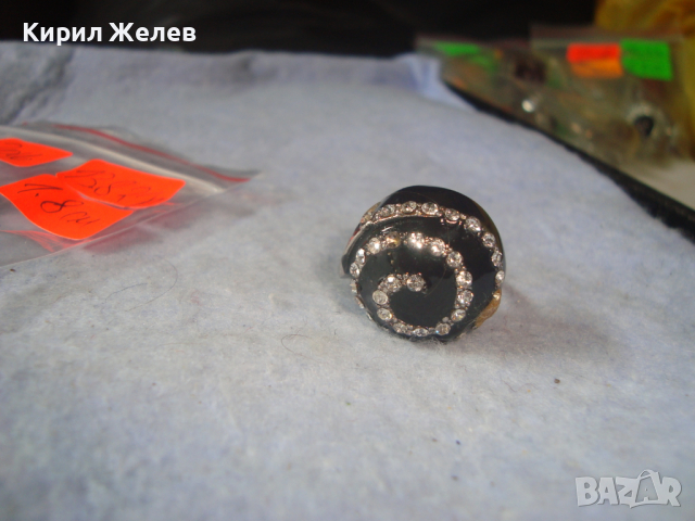 КРАСИВ ЕМАЙЛИРАН СКЪПОЦЕНЕН АРТ НУВО ПРЪСТЕН с ЦИРКОНИ НИКЕЛИРАН 26619, снимка 10 - Пръстени - 36393675