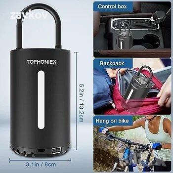 Преносим компресор за въздушна помпа Tophoniex, 150PSI ръчна електрическа помпа, снимка 3 - Компресори - 44354375