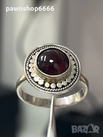 Сребърен пръстен 4,63 грама проба 925 с камък гарнет , снимка 5 - Пръстени - 53188861