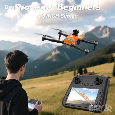 F180 GPS дрон с камера 4K, 4.5"LCD екран за начинаещи, 90° електрически регулируем обектив, снимка 5 - Друга електроника - 53470904