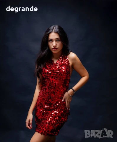 Червена блестяща рокля, снимка 2 - Рокли - 50944479