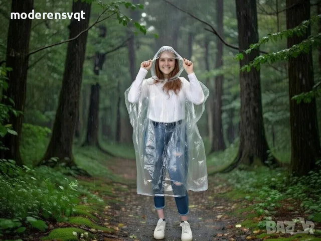 Компактен водоустойчив дъждобран сгъваем в топка с карабинер, снимка 2 - Екипировка - 56105650