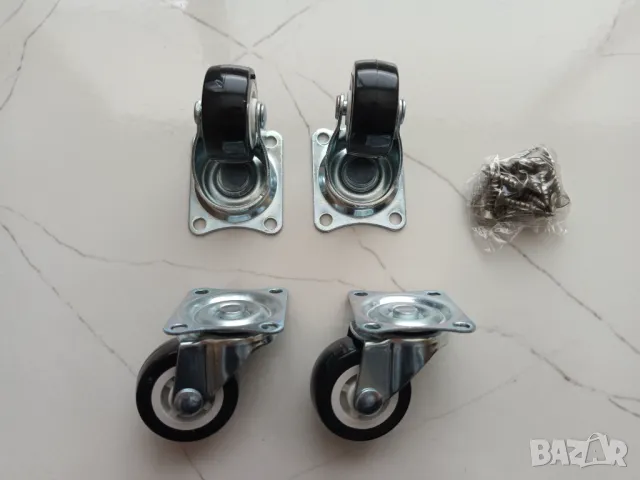 Комплект 4 броя колелца за мебели със стопер, без стопер, 2 модела, колела, колело
