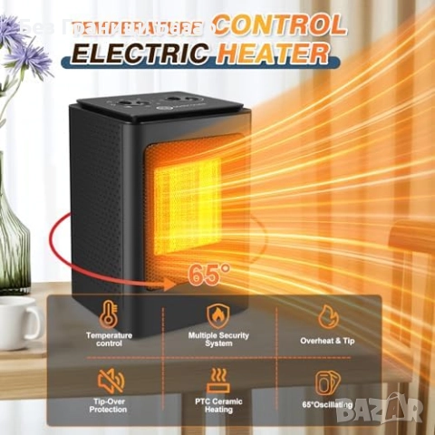 Нов тих Керамичен вентилаторен отоплител 750/1500W Печка Духалка стая, снимка 2 - Отоплителни печки - 52581527