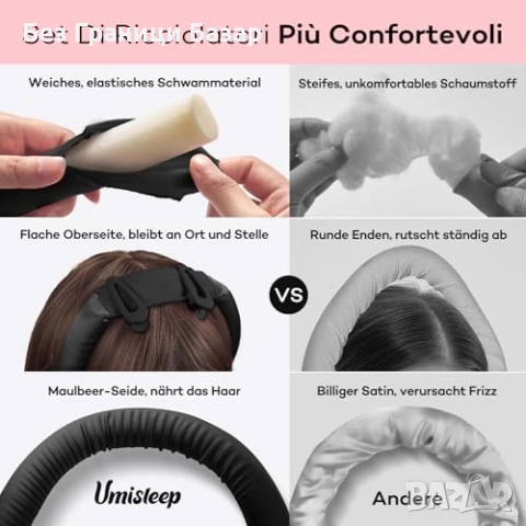 Нов Копринен безтоплинен ролер за къдрици коса Umisleep 99 см черен , снимка 6 - Аксесоари за коса - 52159957