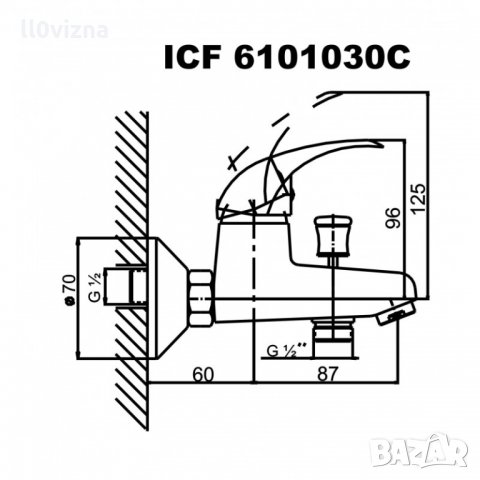 Смесител за вана и душ / Inter Ceramic, снимка 2 - Смесители - 33909489