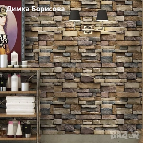 Самозалепващ 3D тапет с тухлен ефект – PVC, водоустойчив и шумоизолиращ, 300 x 35 см, снимка 4 - Други стоки за дома - 53658895