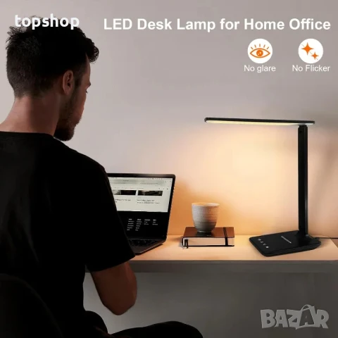 Настолна димируема светодиодна настолна лампа с USB порт за зареждане, 5 режима на осветяване..., снимка 6 - Настолни лампи - 50559938