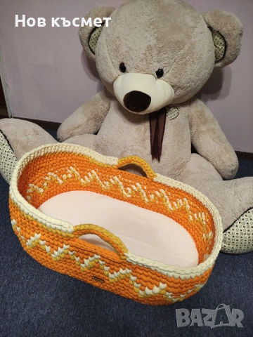 Бебешки кош за новородено, ръчно изработен, плетен кош, 70х40см, ново, снимка 7 - Бебешки легла и матраци - 53115857