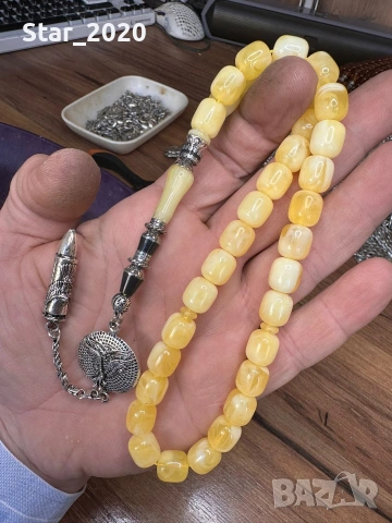 Уникална броеница от огън кехлибар 