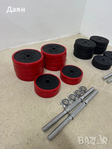 Сет от два дъмбела + дискове обща маса 30кг , снимка 3 - Фитнес уреди - 53132590