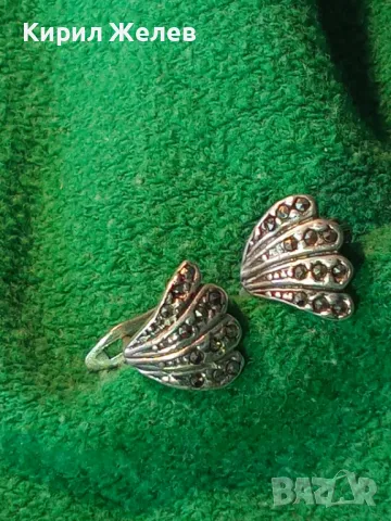 РЕТРО АРТ СТИЛ АНГЛИЙСКИ МАРКАЗИТЕНИ СРЕБЪРНИ ОБЕЦИ СРЕБРО 925 РЪЧНА ИЗРАБОТКА 48205, снимка 15 - Обеци - 49732923