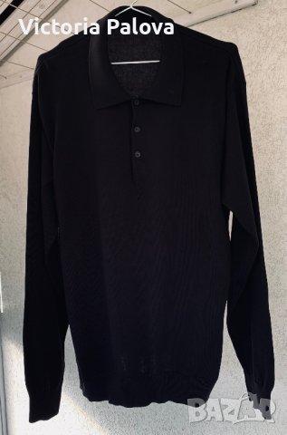 Черна блуза с копчета копринен трикотаж Германия, снимка 2 - Блузи - 44457864