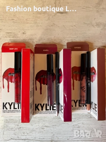 Нови матови комплекти червило + молив на марката KYLIE цветовете са червен , телесен и тъмно лилав ❤, снимка 2 - Декоративна козметика - 52119877