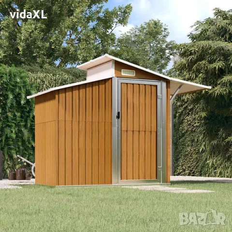 vidaXL Градинска барака кафява 270x130x208,5 см поцинкована стомана（SKU: 316245）, снимка 2 - Градински мебели, декорация  - 56123394