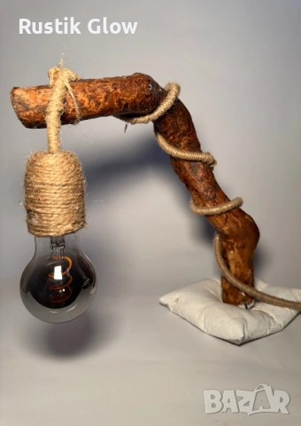 Ръчно изработена настолна рустик лампа, снимка 5 - Настолни лампи - 52185040