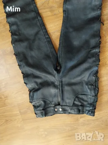 GENUINE Leather L Черен моторджийски панталон от естествена кожа , снимка 8 - Панталони - 47568017