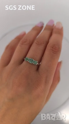 СРЕБЪРЕН ПРЪСТЕН С РУБИН, САПФИР, ИЗУМРУД , снимка 4 - Пръстени - 51143681