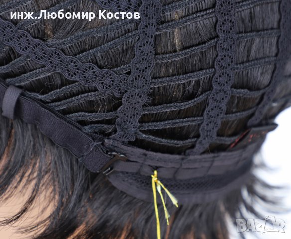 №8 Къса перука естествена черна 15 см, със свободен страничен бретон, снимка 5 - Аксесоари за коса - 41096955