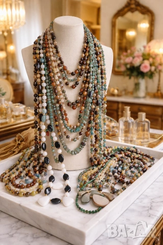 САМО 50 Евро!!! 23 БРОЯ гердани и колиета от натурални камъни