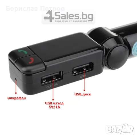 Блутут за кола (MP3player FM предавател зарядно USB и Bluetooth), снимка 13 - Аксесоари и консумативи - 55754580