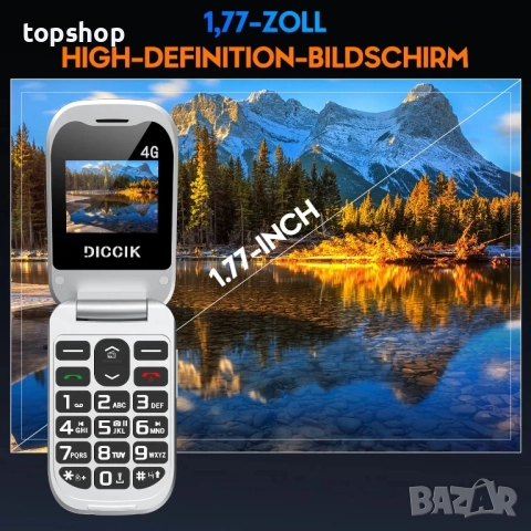 Diccik K01 4G мобилен телефон за възрастни хора Сгъваем мобилен телефон без договор, мобилен телефон, снимка 6 - Motorola - 51615211
