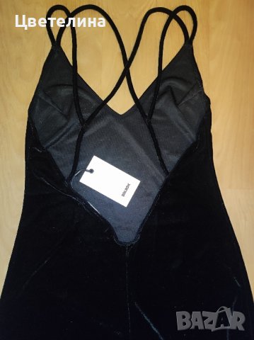 Дамска рокля в черно кадифе midi dress размер S BIK BOK цена 50 лв. + подарък сребърно колие, снимка 5 - Рокли - 42606371