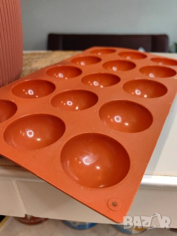 15 гнезда полусфери полу сфера топка полукръг силиконов молд форма гипс сапун шоколад шоко бомби, снимка 3 - Форми - 53016098