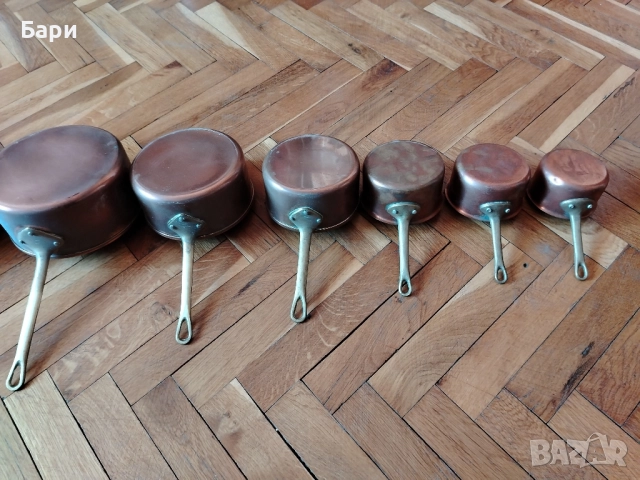 Стари медни тигани,тиган,касерола,тенджера-8бр., снимка 4 - Съдове за готвене - 52234591