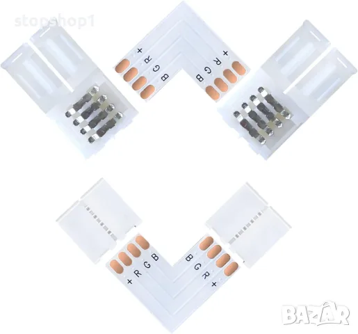 Ъглов конектор за LED лента, (опаковка от 12 шт.) 4-пинов 10 мм RGB 5050 конектор за LED лента, Ъгл, снимка 7 - Лед осветление - 55960947