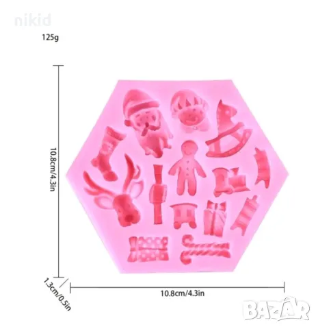 Микс коледен коледни конче елен Дядо Коледа подарък човече силиконов молд форма фондан шоколад гипс, снимка 4 - Форми - 20428321