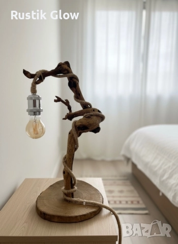 Настолна ръчно изработена рустик лампа