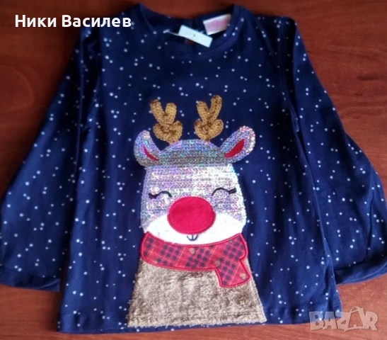 Бебешка блузка с коледен мотив /еленчето Рудолф /