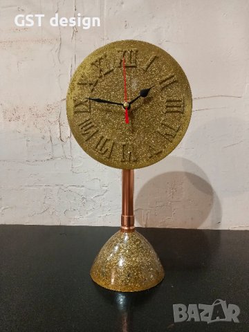 Голям Часовник Злато Кристали Епоксидна смола Топ За Бюро Мебели Етажерка Медни тръби Минималистичен, снимка 5 - Луксозни - 41206327