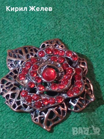 СТАРО БРОНЗОВО ФЛОРАЛНО УКРАШЕНИЕ БРОШКА с ГРАНАТИ ЧЕРВЕНИ КАМЪНИ КРИСТАЛИ 15350, снимка 8 - Други - 29825574
