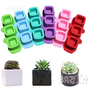 3 бр цилиндър квадратни кашпи кашпа калъп свещ саксия чаша шоколад глина силиконов молд форма калъп